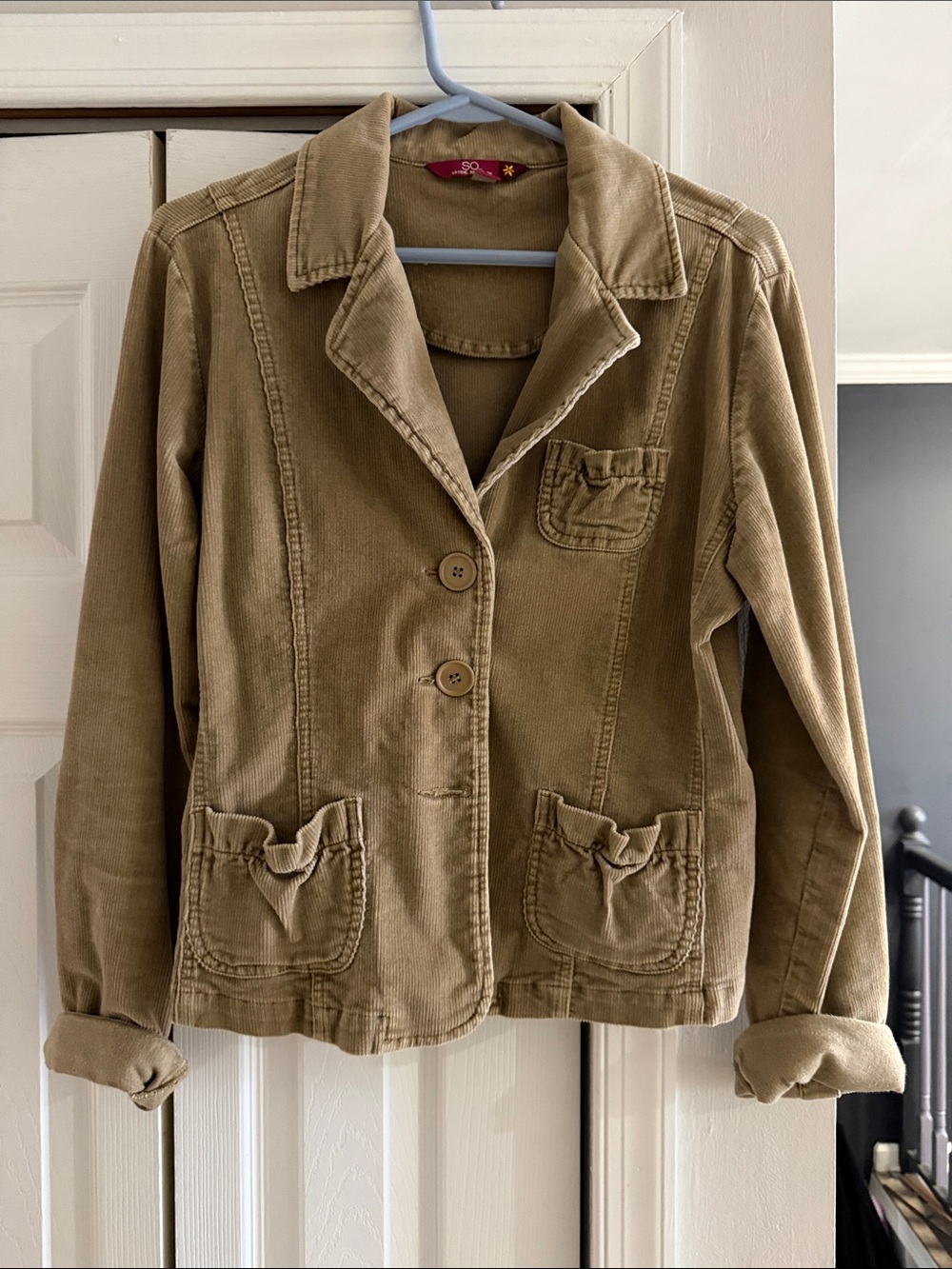 SO Tan Corduroy Button-Up Blazer Jacket